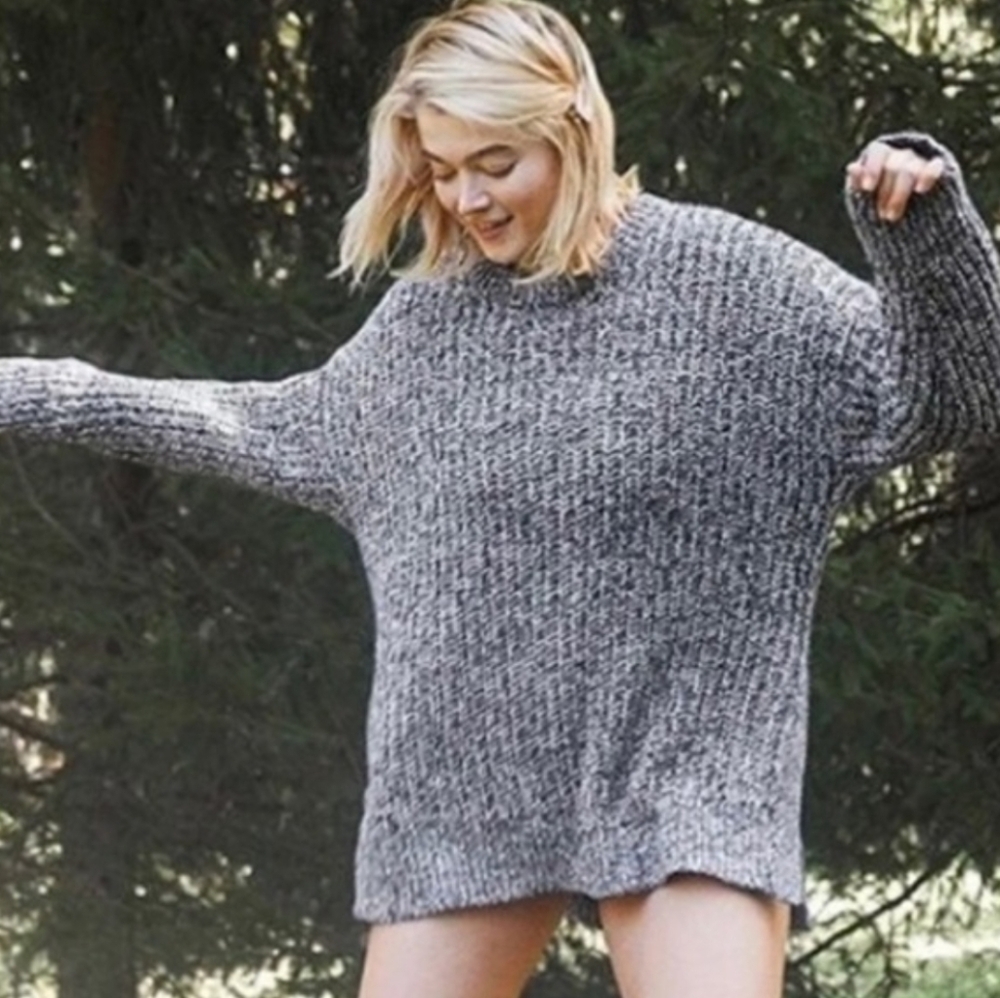 aerie Grey Multicolor Knit Oversized Desert Sweater COZY, Size S